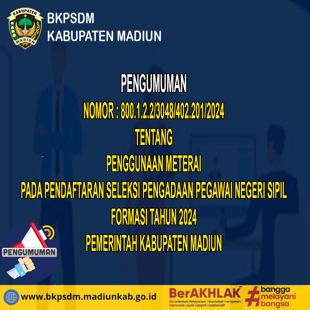 PENGUMUMANNOMOR : 800.1.2.2/3048/402.201/2024